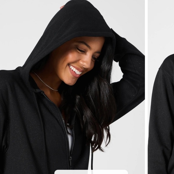 Fabletics Cozy Fleece Hooded Onesie. Black Glitter. New with tags. Size large - Picture 3 of 8